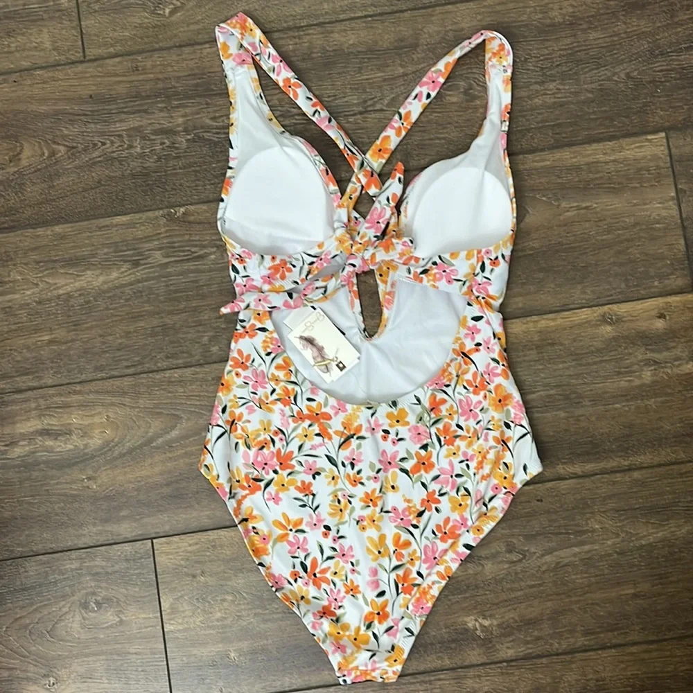 NWT Jessica Simpson Sunset Multi One-Piece Swimsuit, Size M